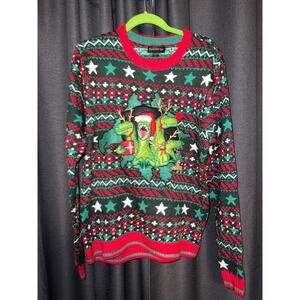 Ugly Christmas Sweater Xmas Size Large Dinosaur